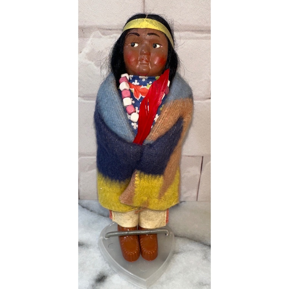 Vintage Skookum Bully Good Native American Doll 7 Inch Wool Blanket Souvenir USA